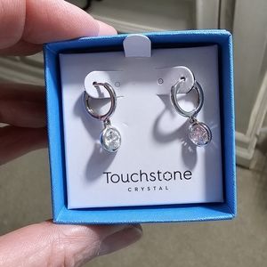 Touchstone Crystal Diamond like Dangling Earrings New